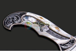 美国AKI大师汉森夫妇独特款式艺术刀之重器土耳其螺旋拼图大马士革钢极品收藏博伊刀