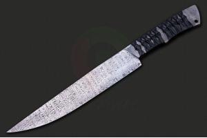 美国天才刀匠克里斯·科斯塔全手工制作一体大马士革钢野外求生战术狩猎刀